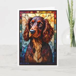 Carte Chien Setter Spaniel de style vitrail