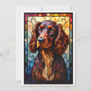 Carte Chien Setter Spaniel de style vitrail