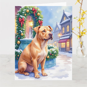 Carte Chien Shar-Pei chinois Fontaine de la ville enneig
