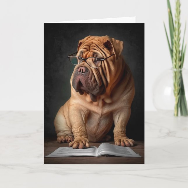 Carte Chien Shar Pei Intelligent avec Conception de Livr (Devant)