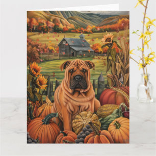 Carte Chien Shar Pei Récolte d'Automne Action de Grâce