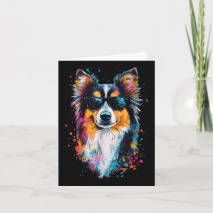 Carte Chien Shetland coloré Chien Cheveux Visage mignon