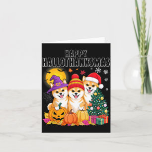Carte Chien Shiba Inu Halloween Noël Hallothanksmas
