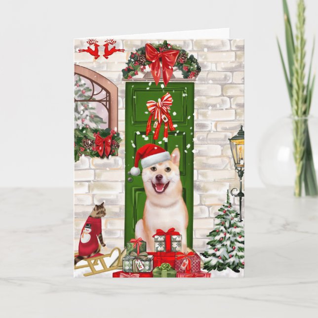 Carte Chien Shiba Inu Noël  (Devant)