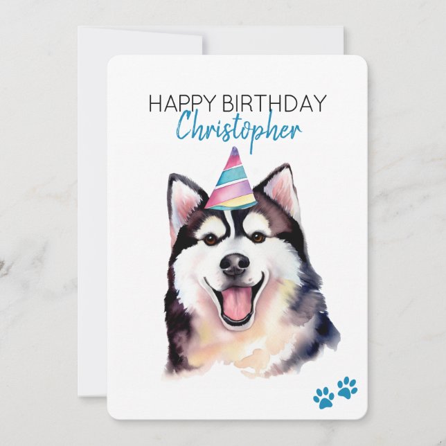 Carte Chien sibérien Husky Personnalisé Joyeux Anniversa (Devant)