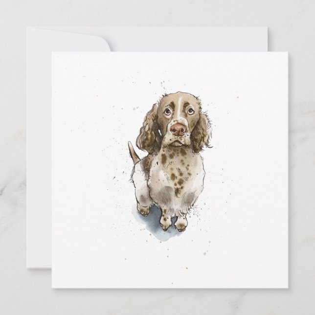 Carte Chien Springer Spaniel Simple Drôle Mignon Merci (Devant)