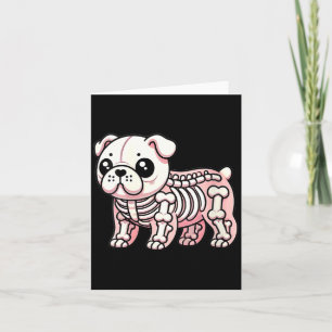 Carte Chien squelette de Bulldog anglais féminin mignon