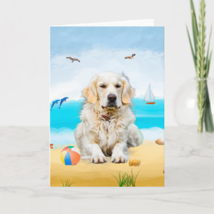 Carte chien sur la plage