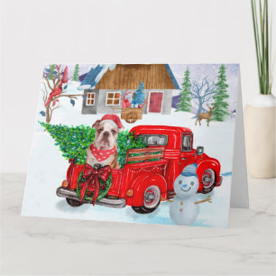Carte Chien-taureau Anglais En Livraison De Noël Camion 
