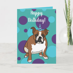 Carte Chien-taureau anglais personnalisable Anniversaire