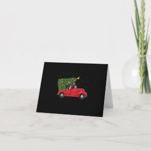 Carte Chien Terre-Neuve Noël Sur Camion De Voiture Rouge