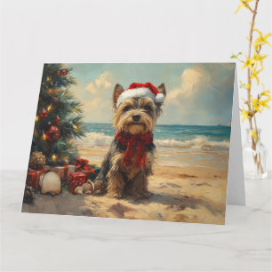 Carte Chien Terrier Écossais Noël Plage Vintage