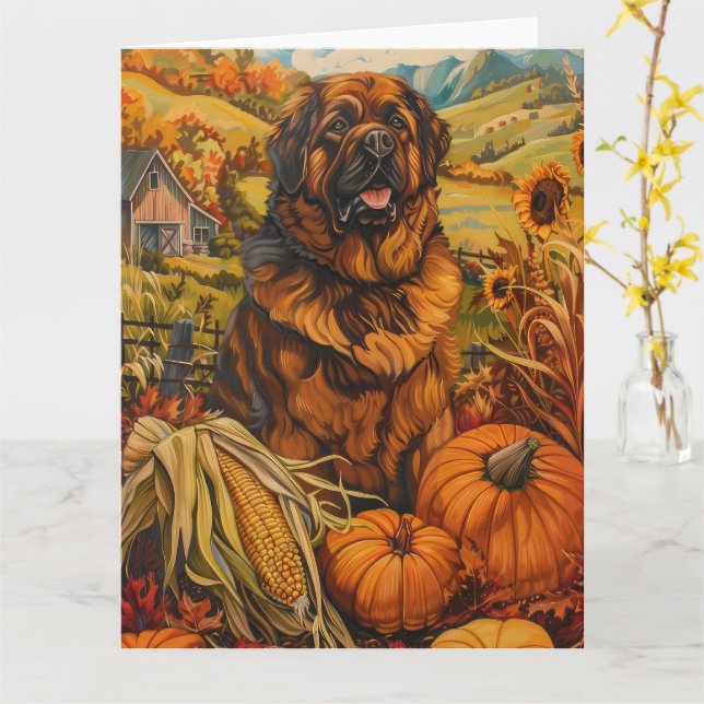 Carte Chien tibétain Mastiff automne récolte Thanksgivin (Fleur jaune)