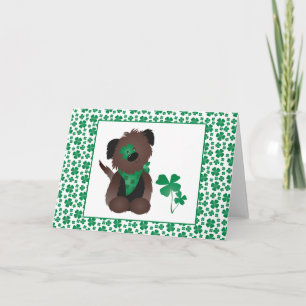 Carte Chien Trèfle à Quatre Feuilles Vert