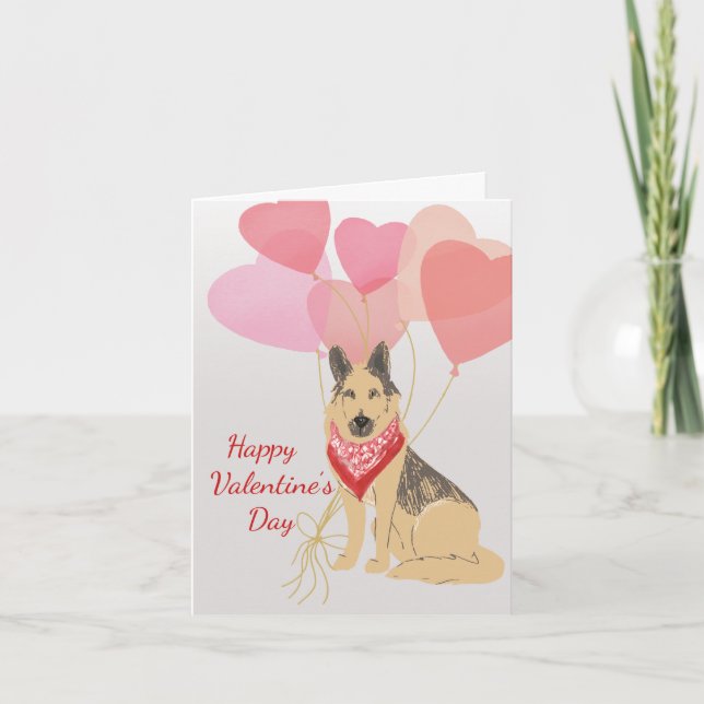 Carte Chien Valentine De Balloons Bergers Allemand (Devant)