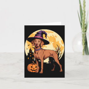Carte Chien Vizsla Halloween esthétique Sorcière Citroui