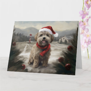 Carte Chien Yorkipod en Noël de neige
