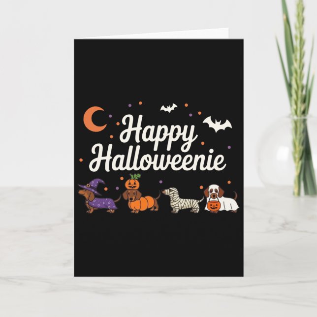 Carte Chienne de Vienne Sorcière Joyeux Halloween Mignon (Devant)
