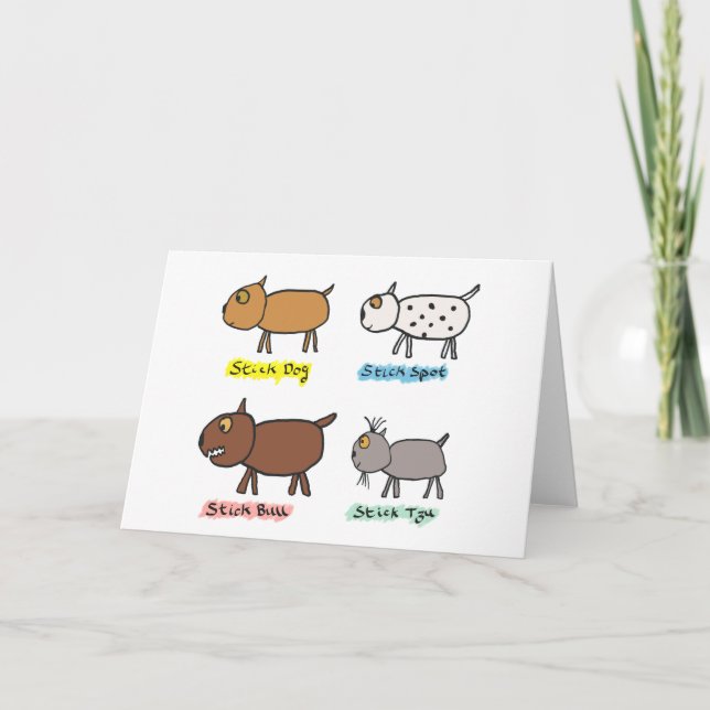 Carte Chiens à bâtons amusants (Devant)