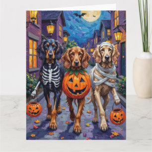 Carte Chiens Afghan Hound faisant Trick-or-Treating pour