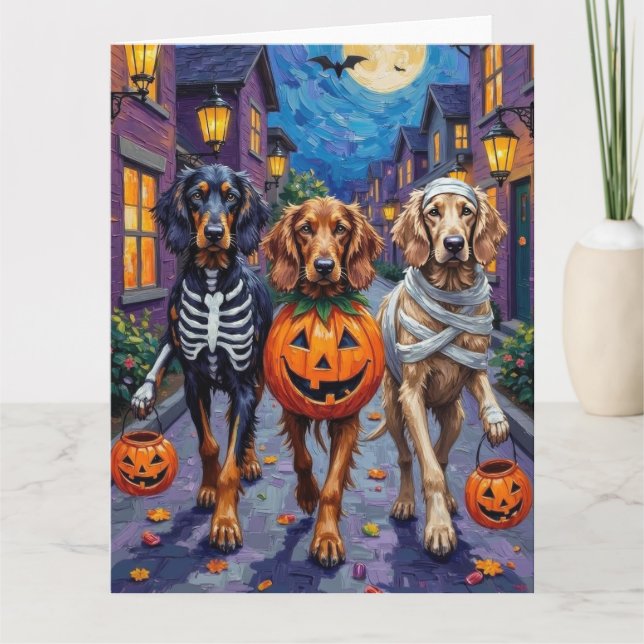 Carte Chiens Afghan Hound faisant Trick-or-Treating pour (Devant)