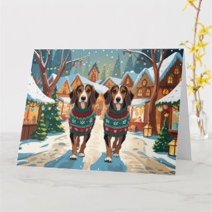 Carte Chiens afghans Chiens de chien Noël Fête de neige