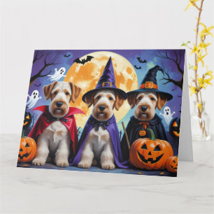 Carte Chiens Airedale Terrier Citrouille Halloween Drôle