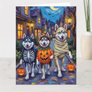 Carte Chiens Alaskan Malamute Trick-or-Treating Hallowee