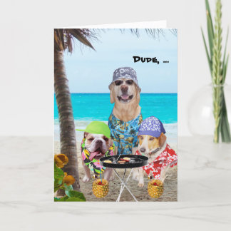 Carte Chiens amusants / Lab en Chemises hawaïennes sur l
