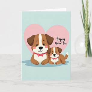 Carte Chiens au Cœur Rose