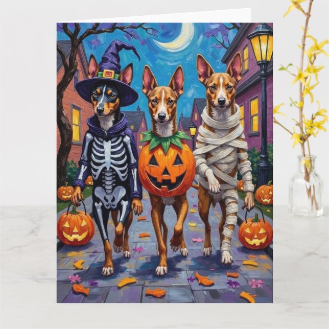 Carte Chiens Basenji Trick-or-Treating Costumes d'Hallow (Fleur jaune)