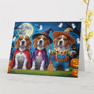 Carte Chiens beagles Citrouille Halloween Drôle