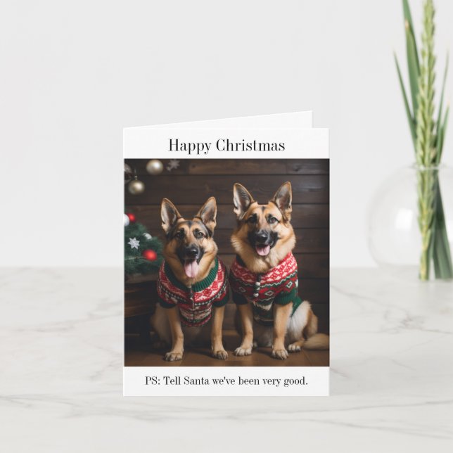 Carte Chiens bergers allemands en pulls de Noël (Devant)