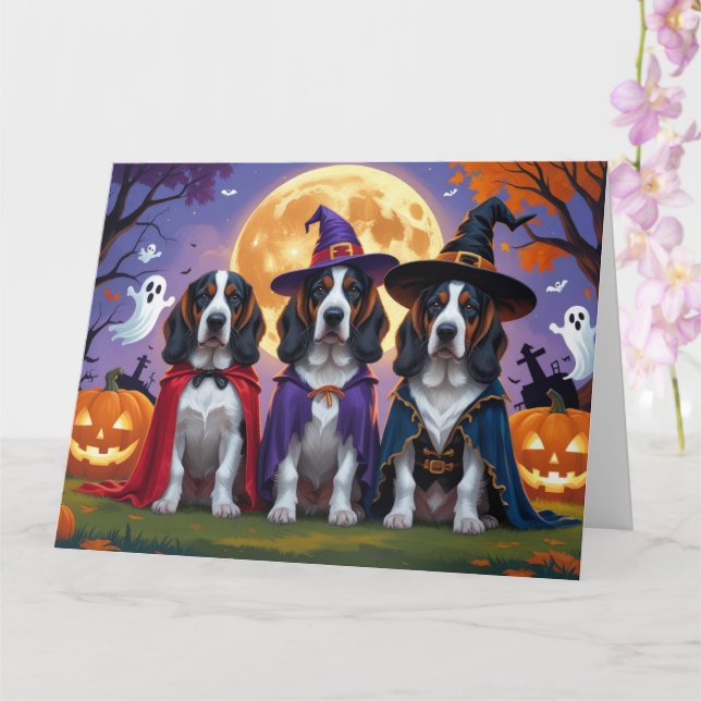 Carte Chiens Bluetick Coonhound Citrouille Drôle d'Hallo (Orchidée)