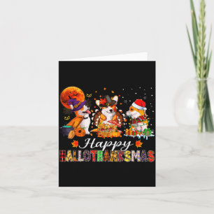 Carte Chiens Corgi Halloween Thanksgiving Noël Hallot