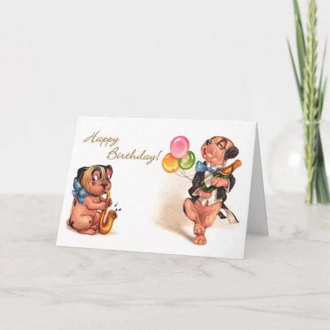 Carte Chiens d'anniversaire amusants (Devant)