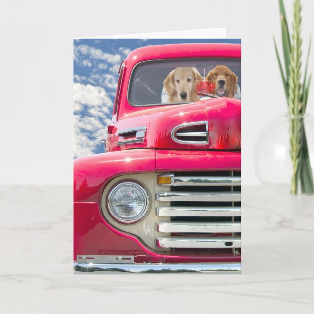 Carte Chiens d'anniversaire dans le camion (Devant)