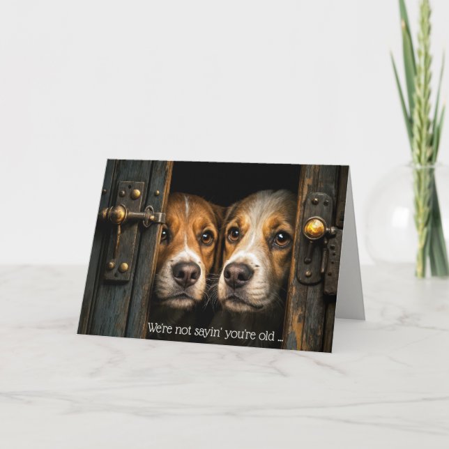 Carte Chiens D'Anniversaire Nosy Dans La Vieille Porte (Devant)