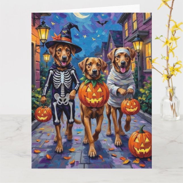 Carte Chiens de berger anatoliens Costumes d'Halloween (Fleur jaune)