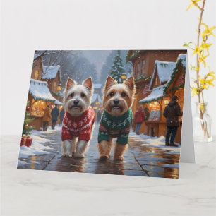 Carte Chiens de Cairn Terrier Noël Fête de neige