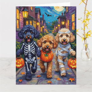 Carte Chiens de caniche Costumes d'Halloween à la traîne