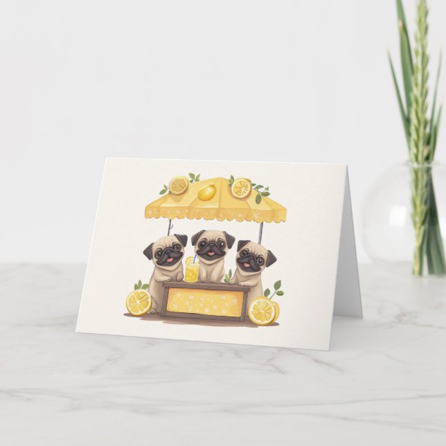 Carte Chiens de carlin Stand de Lemonade (Devant)
