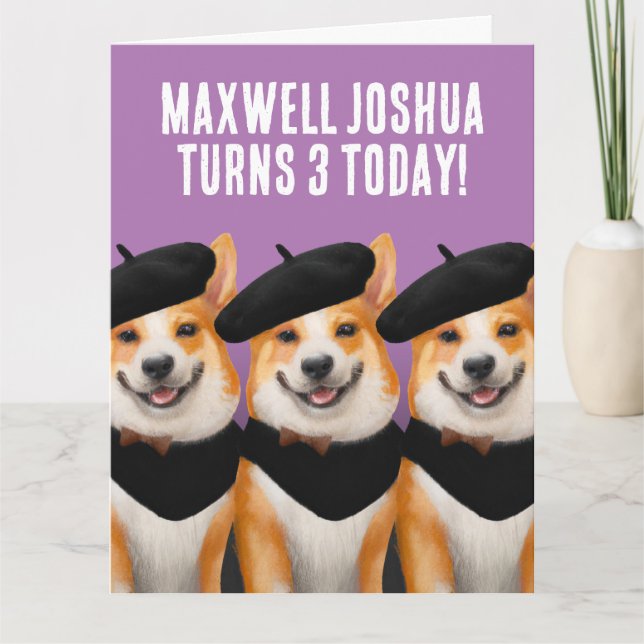 Carte Chiens De Corgi Chic Chic Vous Souhaitent Bon Anni (Devant)