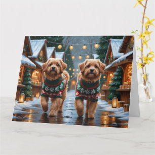 Carte Chiens de Coton De Tulear Noël Fête de la Neige