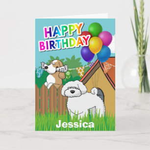 Carte Chiens de dessin animé mignons voisins anniversair