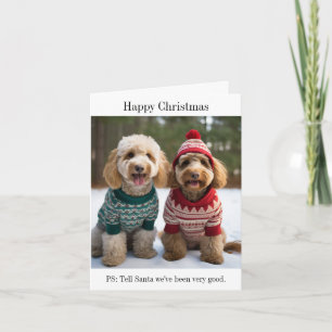 Carte Chiens de Goldendoodle en pulls de Noël