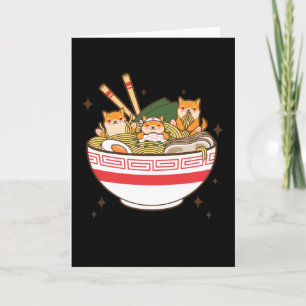 Carte Chiens de Kawaii mangeant Ramen