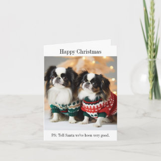 Carte Chiens de menton japonais en pulls de Noël