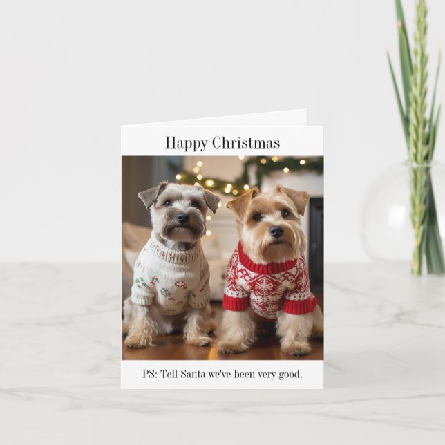 Carte Chiens de Noël de chien de Terrier roux molle (Devant)