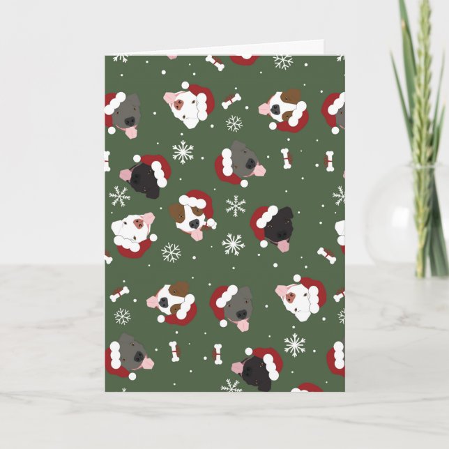 Carte Chiens de Noël sur Vert (Devant)
